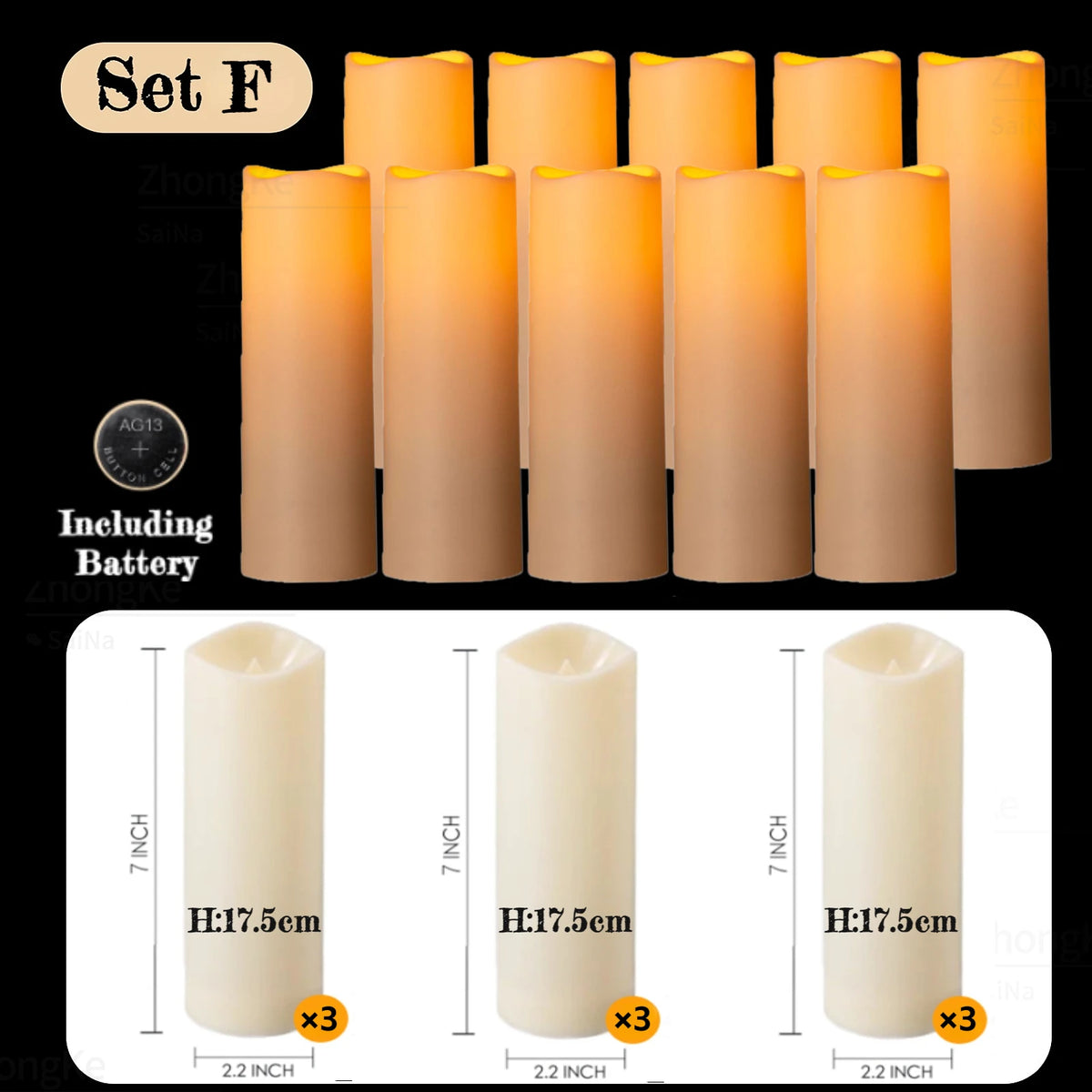 Bougies LED Flamme Réaliste (lot de 9)