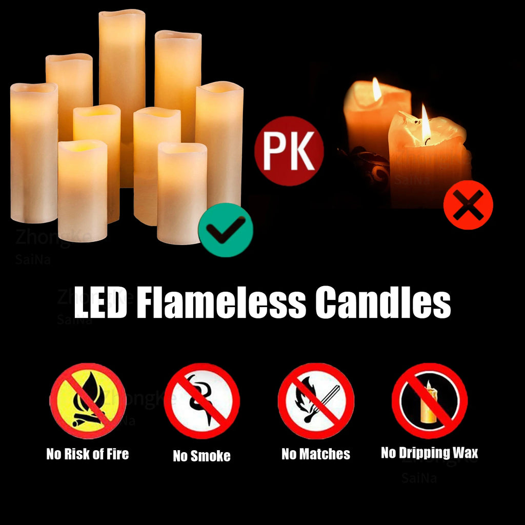 Bougies LED Flamme Réaliste (lot de 9)