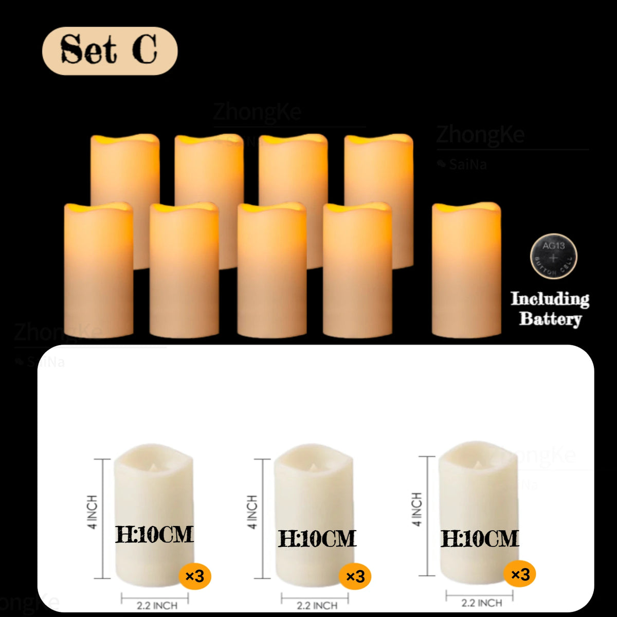 Bougies LED Flamme Réaliste (lot de 9)
