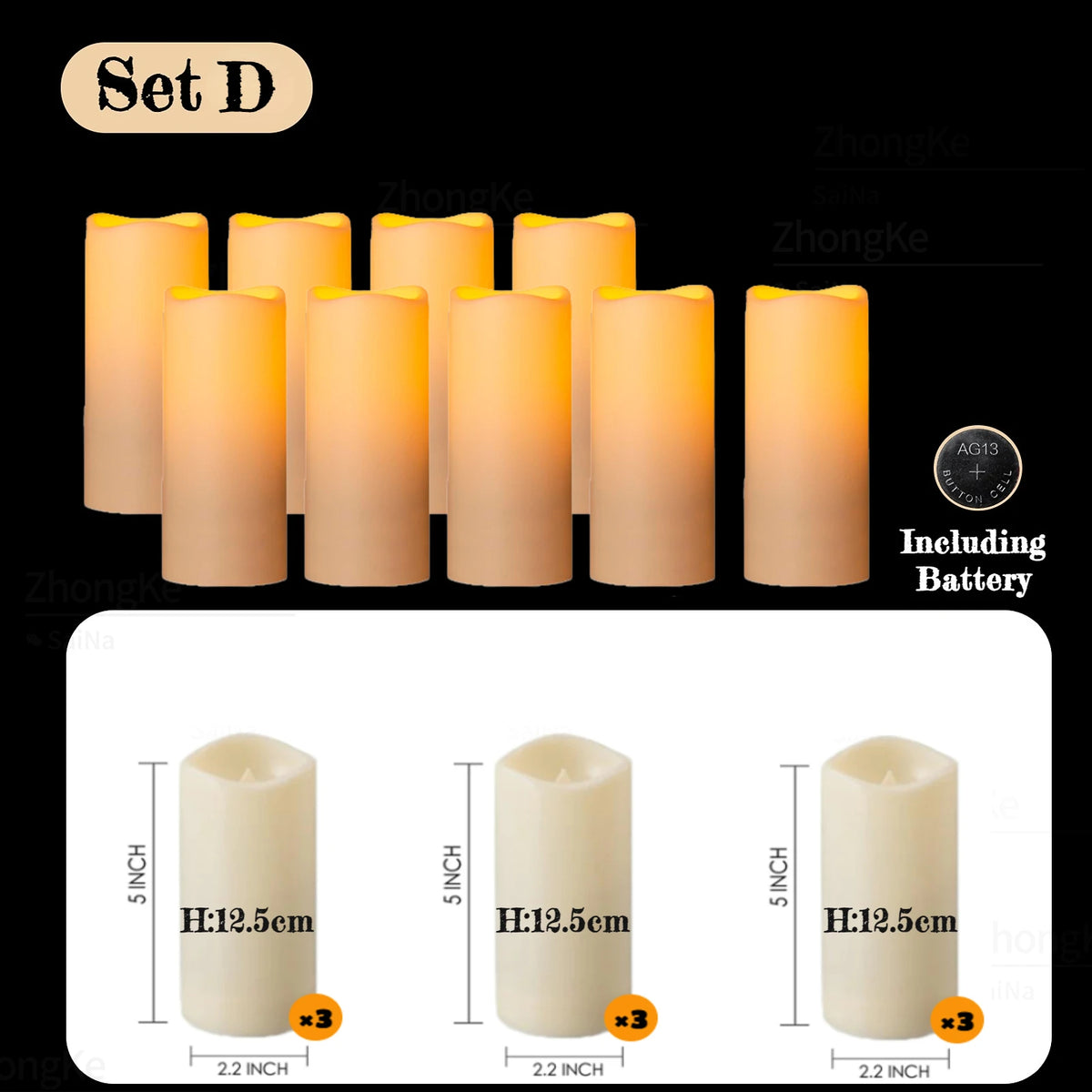 Bougies LED Flamme Réaliste (lot de 9)