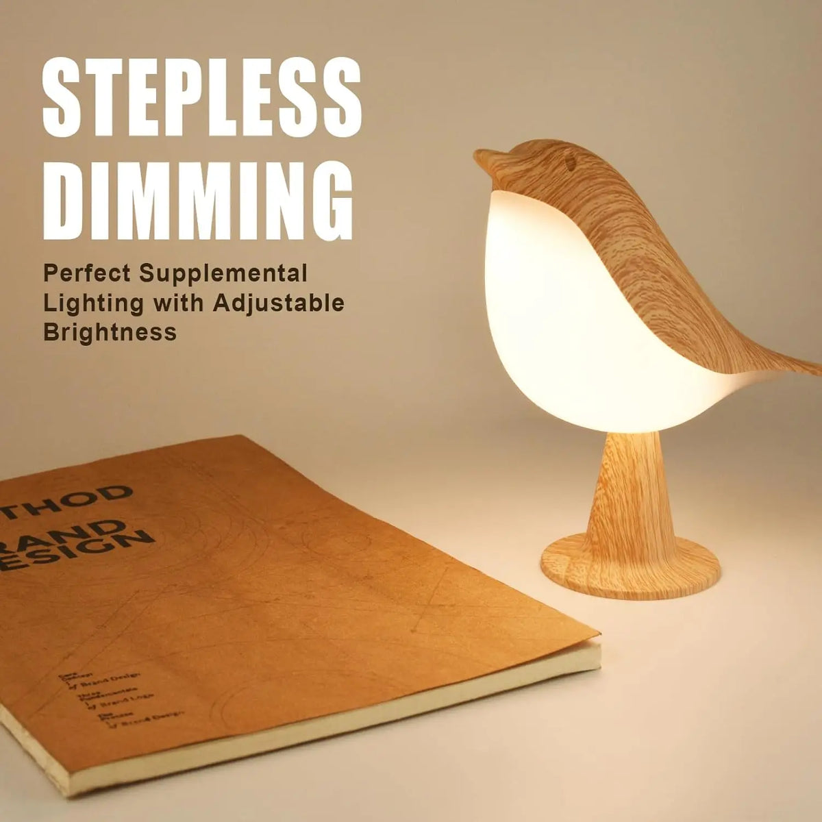 Lampe oiseau aspect bois