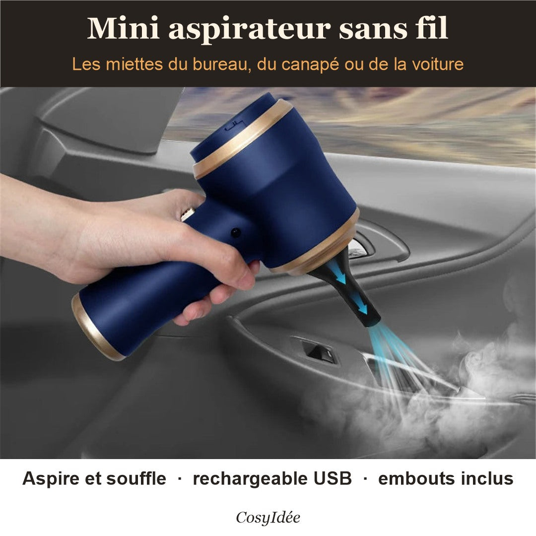 Mini aspirateur sans fil utilisé dans une voiture