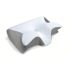 Oreiller papillon gris clair et blanc
