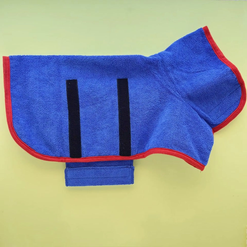Peignoir pour chien bleu